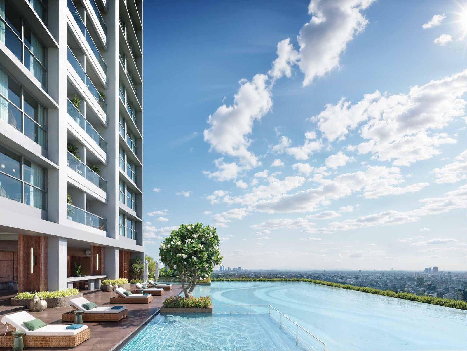 Infinity pool terrace overlooking the Thane skyline